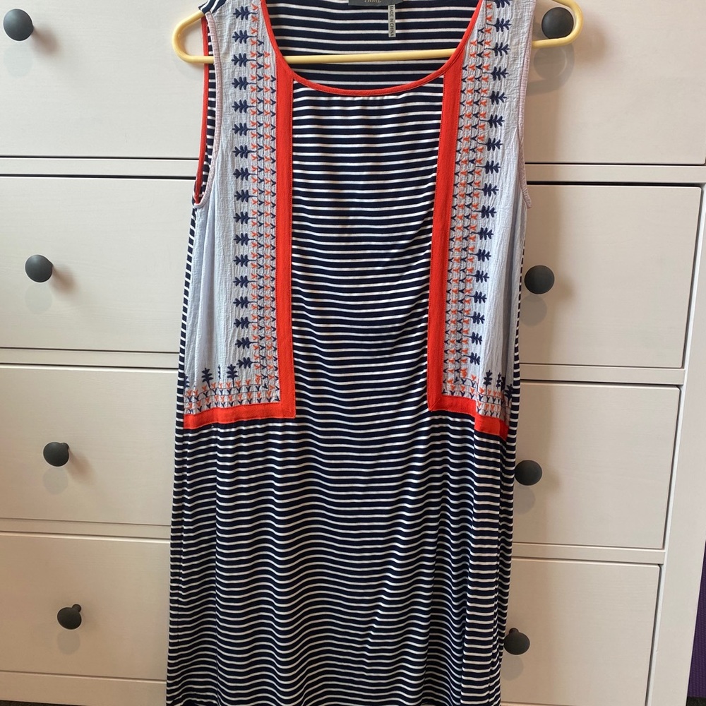 THML stripe embroidered dress